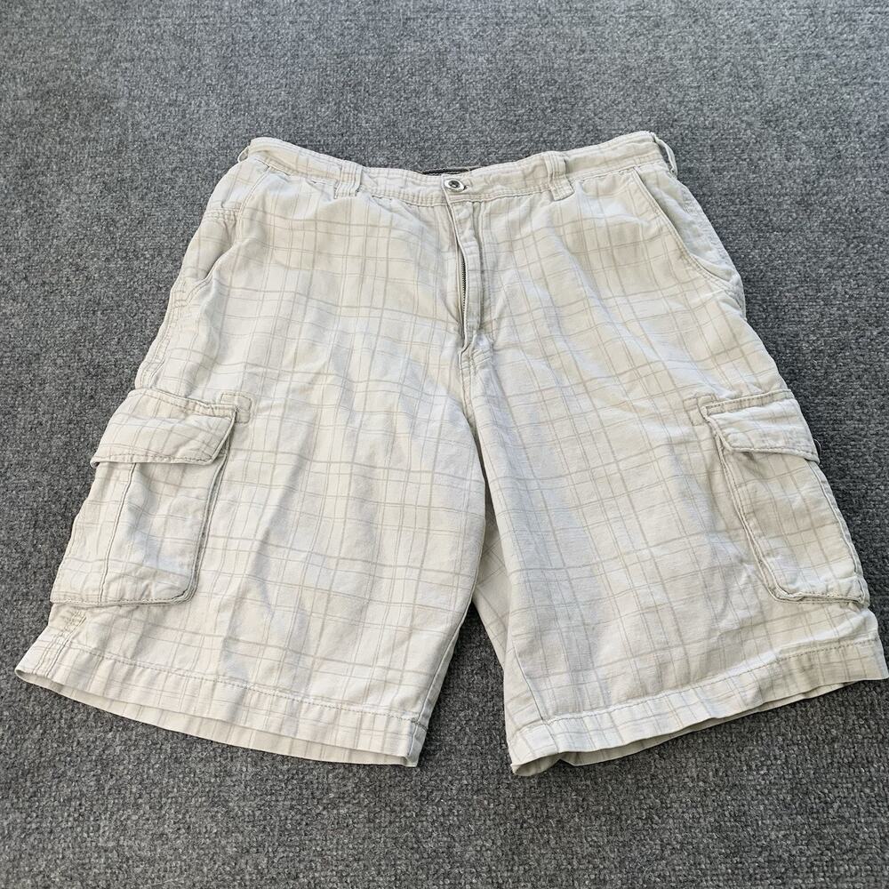Vintage Billabong Cargo Shorts Mens 34 White Surf Skate Y2K Linen Cotton Blend